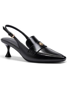 Women's Cool Black Faux Leather Pointed Toe Slip On Ankle Buckle Heel Pumps